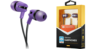 CANYON CNS-CEP4P Stereo earphone with microphone, 1.2m flat cable, Purple